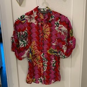 Safety pin print blouse small